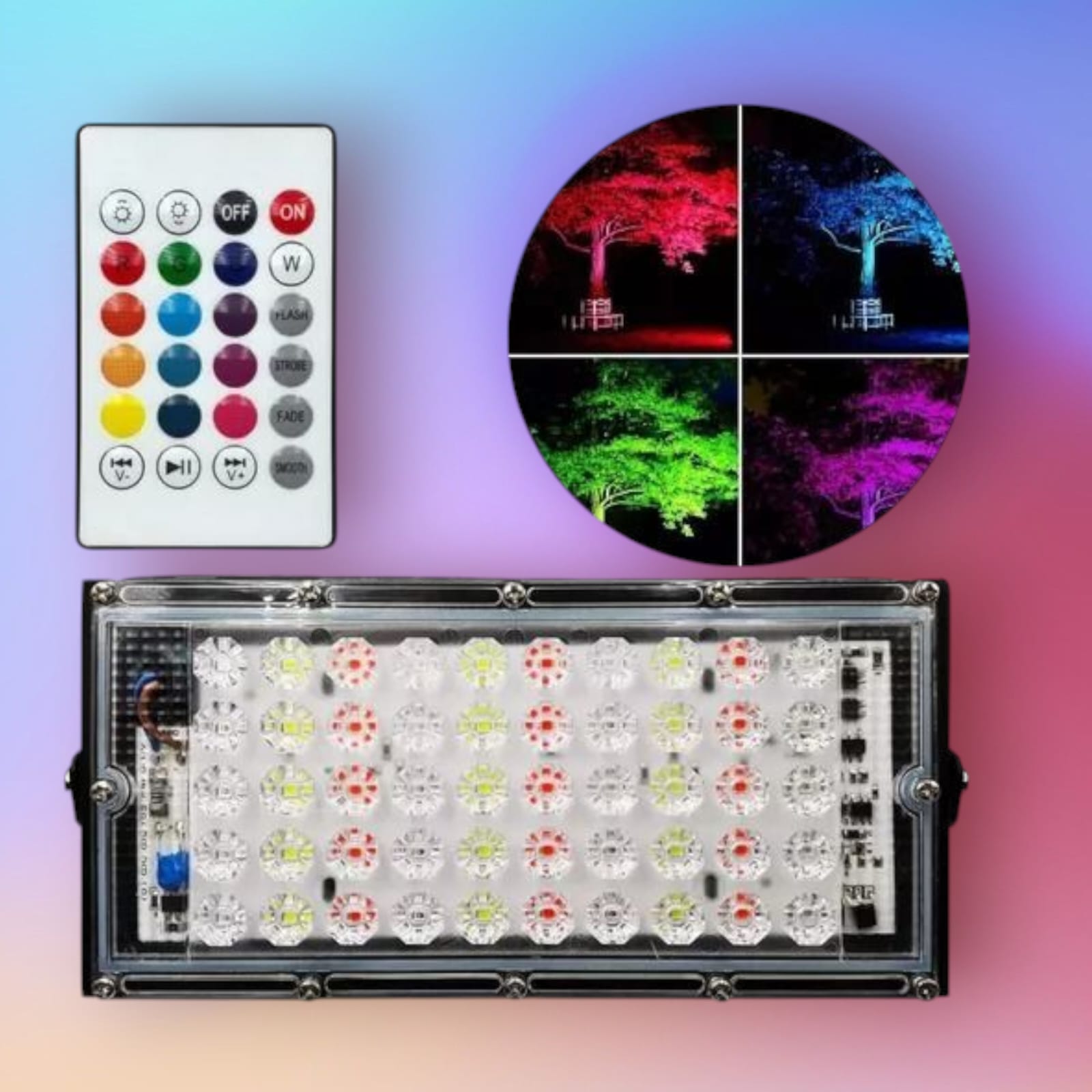 Reflector Led 30w Luminario Iluminación Exterior T1969 Carcasa Negro Luz RGB