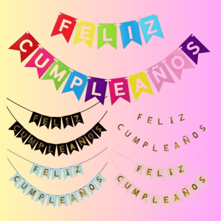 Banderin Feliz Cumpleaños Letrero Fiesta Adorno Banner Letra